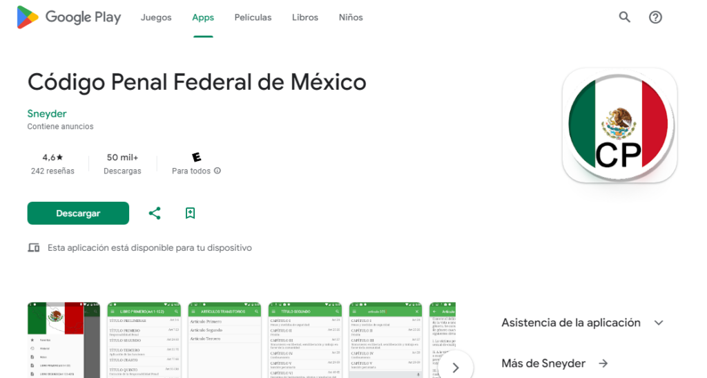 Aplicación para conocer el Código Penal mexicano