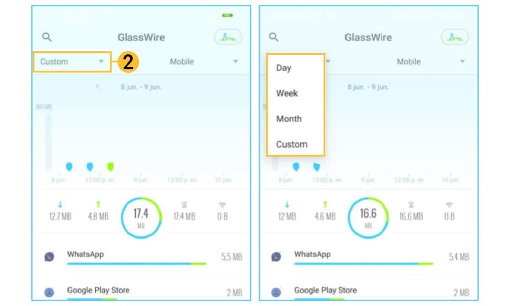 Aplicación GlassWire - Monitorea el uso de datos y la seguridad de tu red | 10 Aplicacion GlassWire Monitorea el uso de datos y la seguridad de tu red1 2