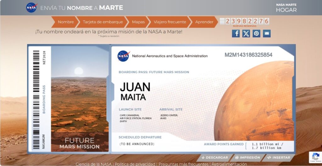 Cómo enviar tu nombre a Marte en la próxima misión de la NASA 6