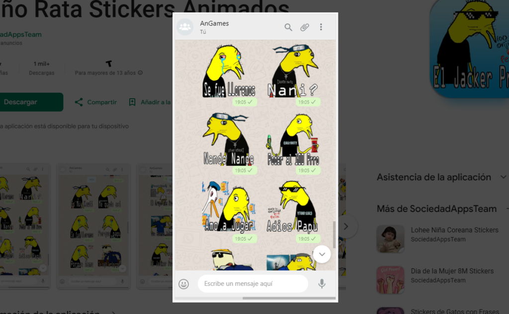 Descarga stickers animados de niño rata en tu celular