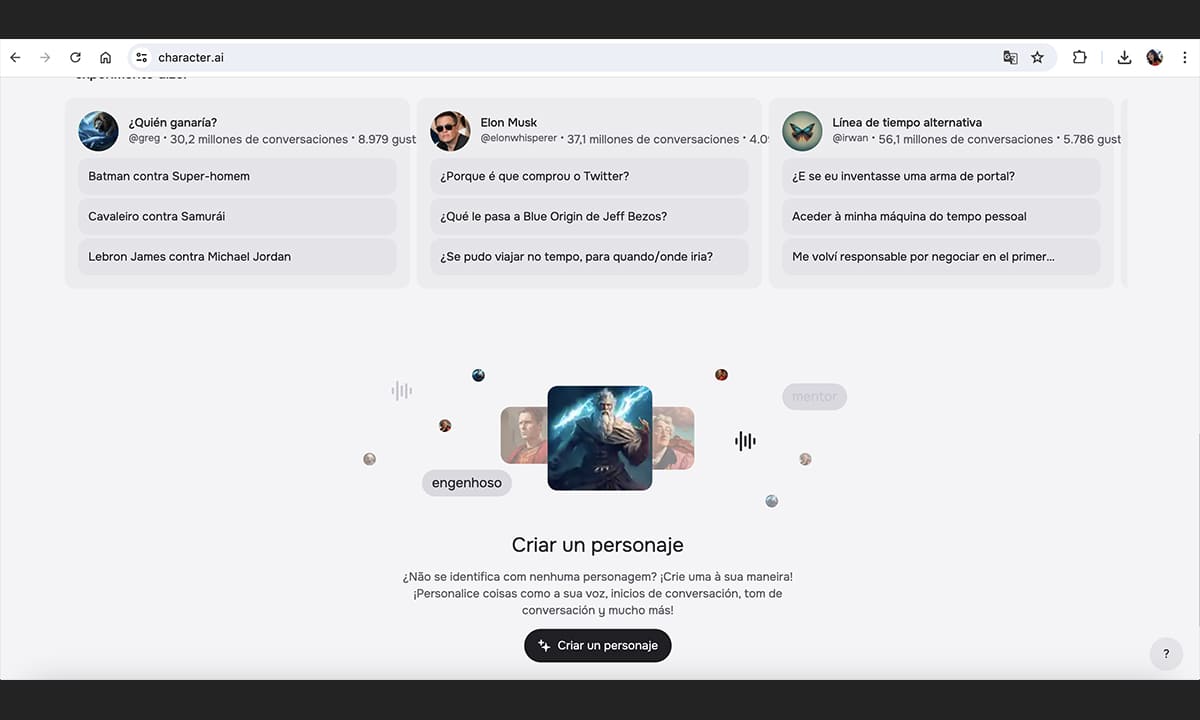 Aplicativo para conversar con personajes famosos a través de IA | Aplicativo para conversar con personajes famosos a través de IA2