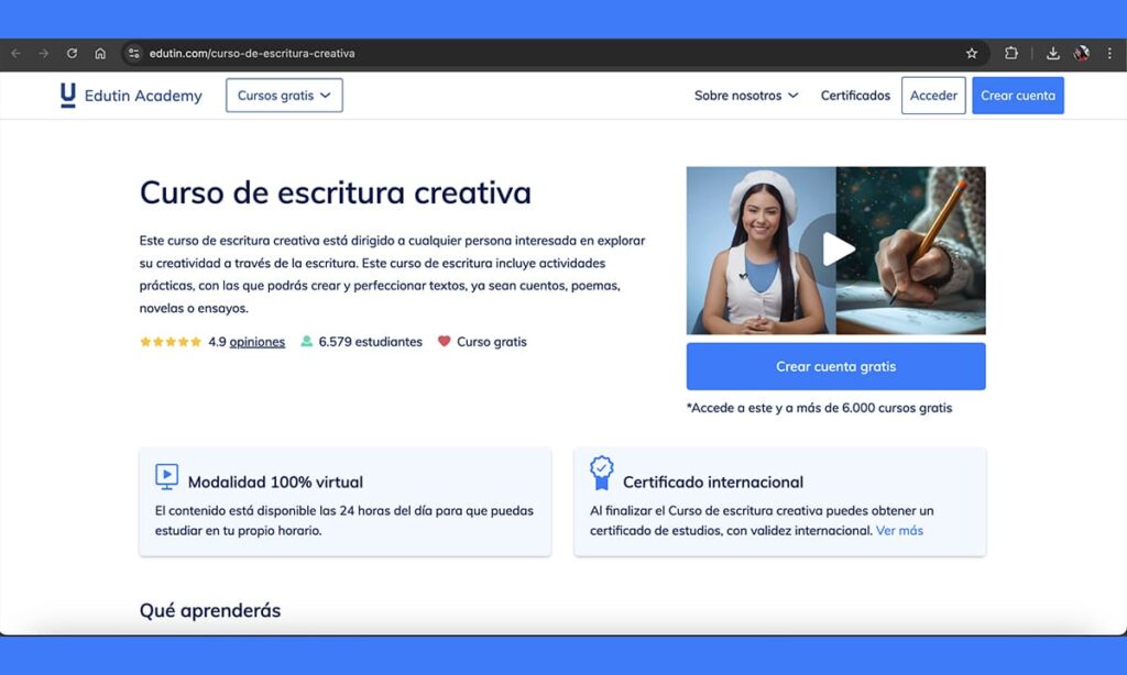 Curso gratis de escritura creativa: en línea y con certificado 2025 | Curso gratis de escritura creativa en línea y con certificado 20251