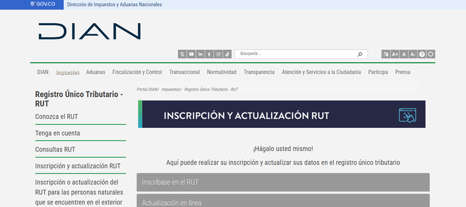 Actualizar datos RUT Colombia