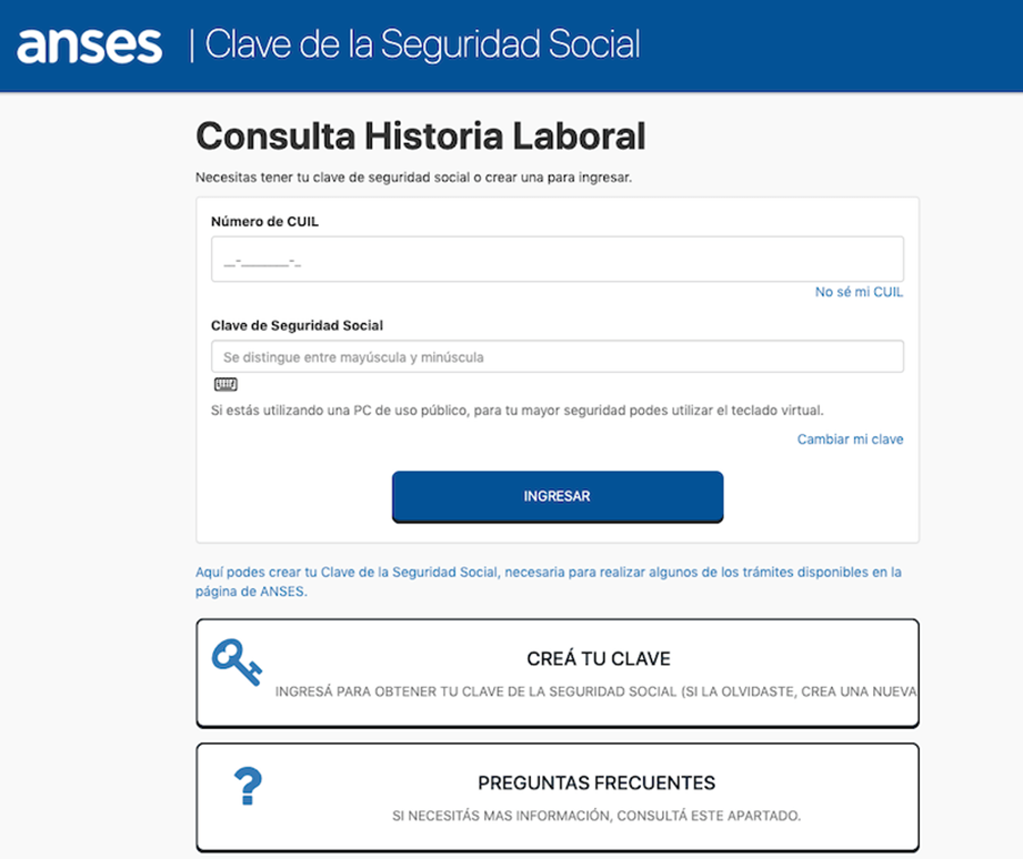 Historial laboral en Argentina