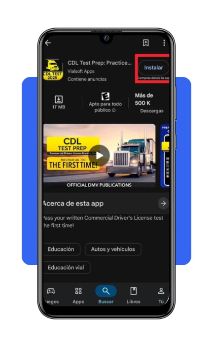 Examen CDL del Texas: prepárate GRATIS en inglés ahora 4 Instalar app CDL en Play Store