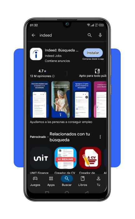Vacantes de asistente de cafetería escolar: POSTÚLATE por el celular 4 Descarga e instala Indeed desde la tienda de aplicaciones