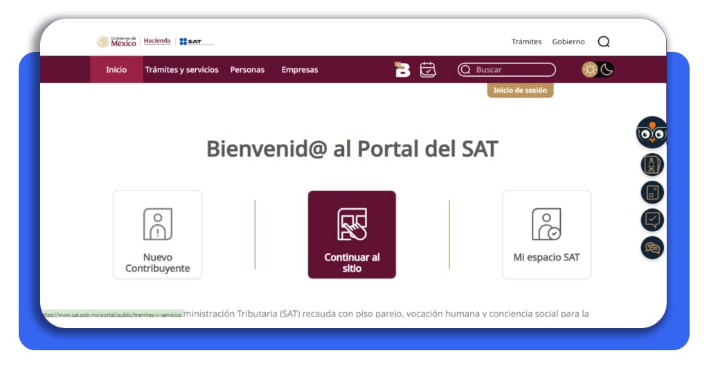 Portal oficial del SAT - paso 1 para descargar constancia SAT
