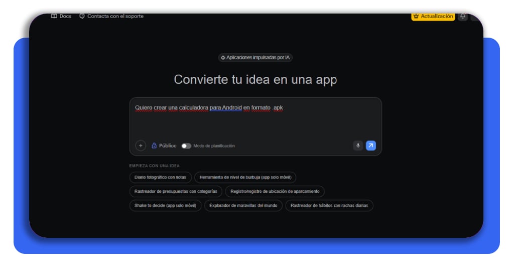 Paso 6 inicia nuevo proyecto en Thunkable