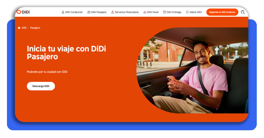 DiDi es una aplicación muy completa relacionada con todo un sistema de transporte de personas, entrega de objetos y delivery de comidas.
