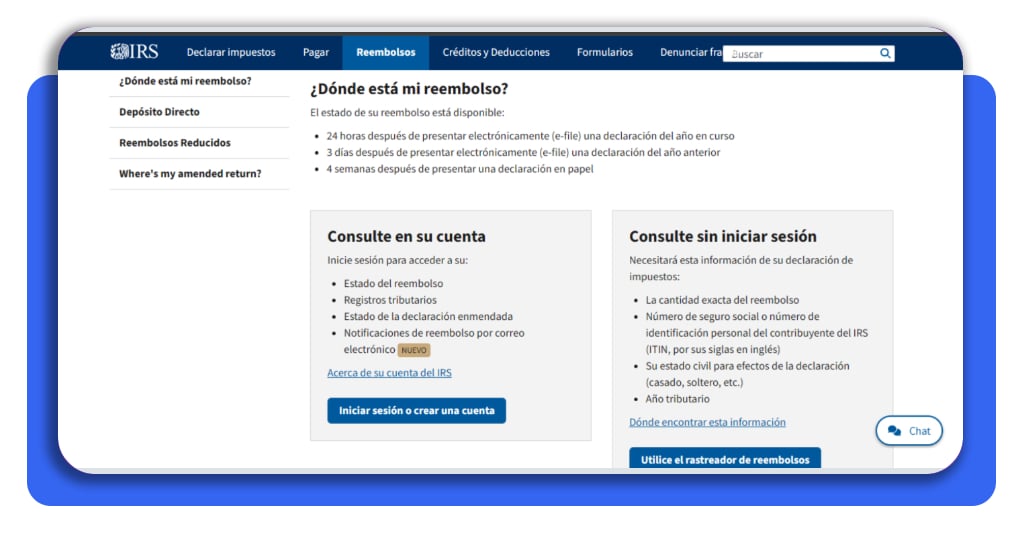 Reembolso del IRS en EE. UU.: consulta el estatus y evita fraudes 2 Paso 1 - Plataforma oficial del IRS para consultar reembolso