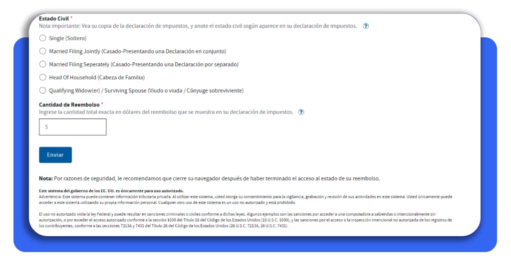 Reembolso del IRS en EE. UU.: consulta el estatus y evita fraudes 4 Paso 2b - Datos personales en el portal del IRS