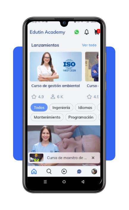 Paso 3 explora la pantalla principal de Edutin Academy