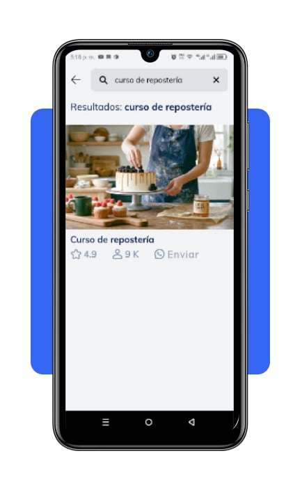 Paso 4 busca el curso de repostería en la barra superior de Edutin