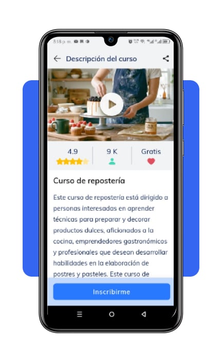 Paso 5 presiona el botón Inscribirme en el curso de repostería de Edutin