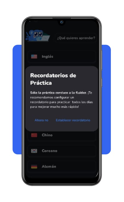 Aprende inglés rápido en 60 días: aplicación gratuita 5 Configurar recordatorios diarios en Falou