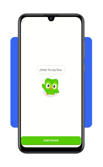 Paso 4 continúa a la siguiente pantalla en Duolingo