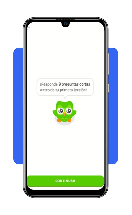 Paso 5 responde nueve preguntas cortas en Duolingo