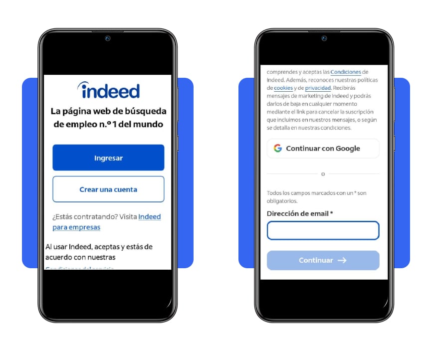 Regístrate en línea en Indeed