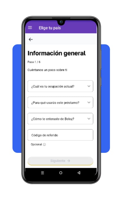 Paso 5 completa la información general del préstamo