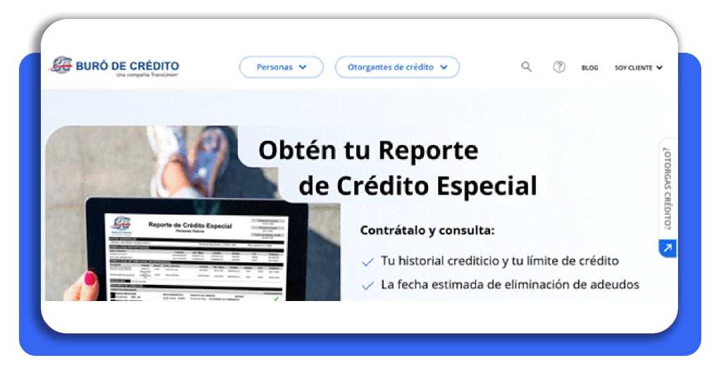 Paso 1 portal oficial Buró de Crédito