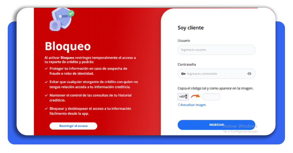 Ingreso de credenciales Buró de Crédito