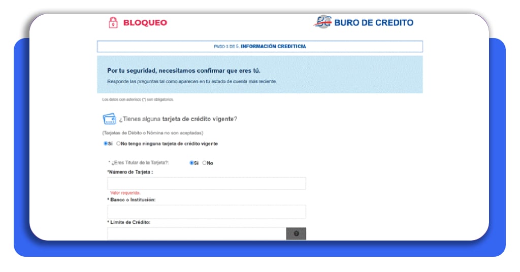 Declaración de créditos vigentes Buró de Crédito