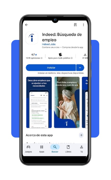 Paso 1 descarga la aplicación oficial Indeed en Google Play