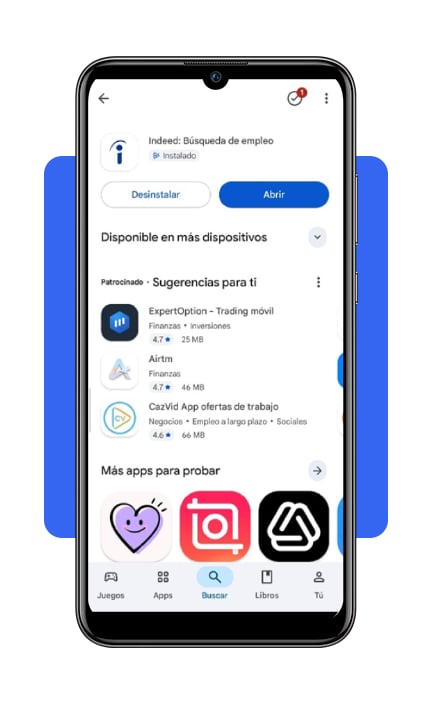 Paso 2 abre la app Indeed