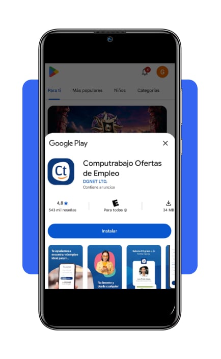 Paso 1 descarga la aplicación Computrabajo